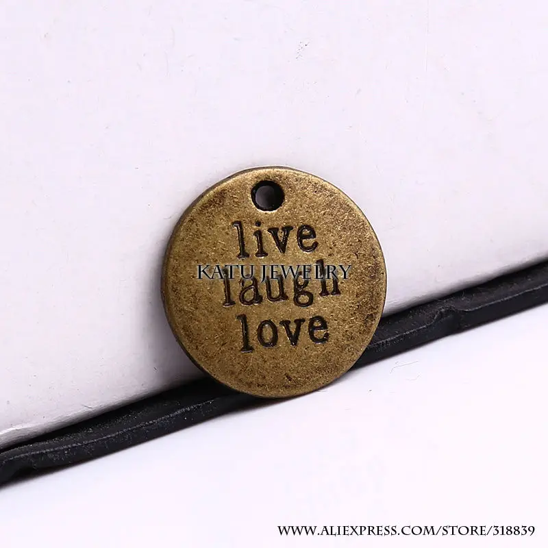 Винтажные латунные металлические круглые буквы подвески для самостоятельного