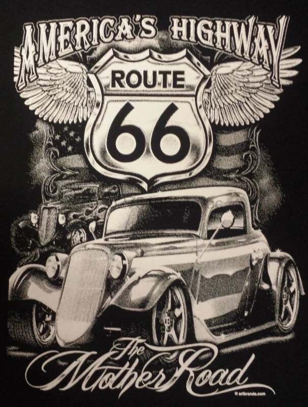 Футболка Mother Road Hot Rod Route 66 винтажный V8 KUSTOM Ретро Байкер США 438|Мужские футболки| |