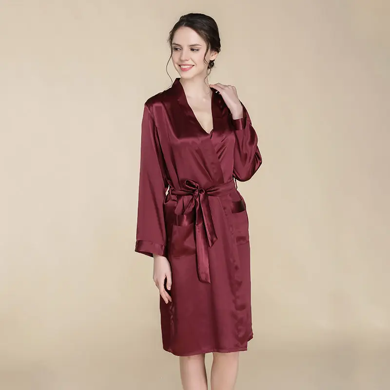 LIN YUN 2017 Real Silk Robe With Belt Women Bathrobe Lounge Wear Solid Pajama for Summer Nightgowns Robes | Женская одежда