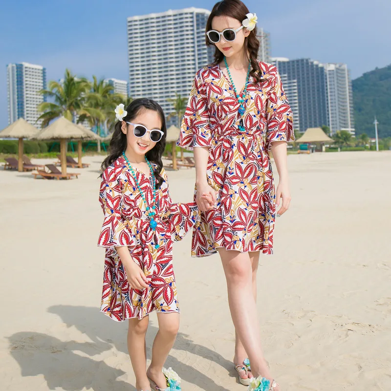Для мамы и ребенка нарядное платье для девочек платья дочки Летняя одежда пап