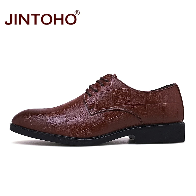 Туфли JINTOHO мужские кожаные брендовая модная повседневная обувь черные лоферы