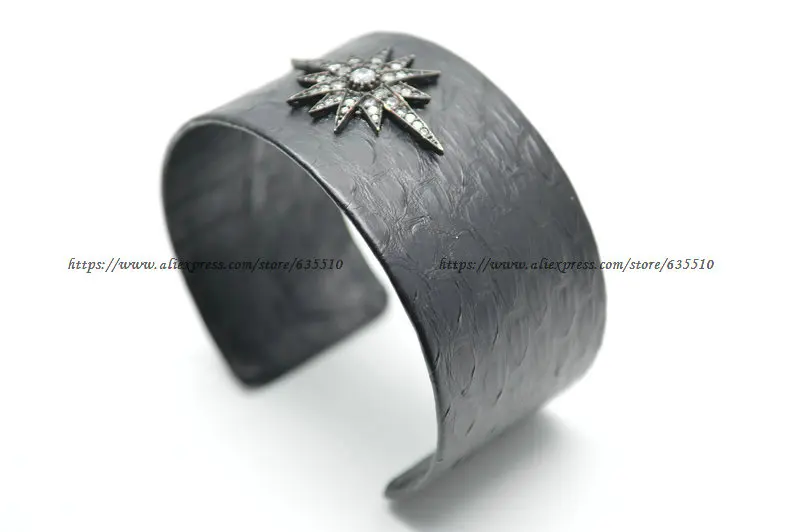 1 шт. Искра звезда металлический Шарм черная змеиная кожа 30 мм широкий жесткий