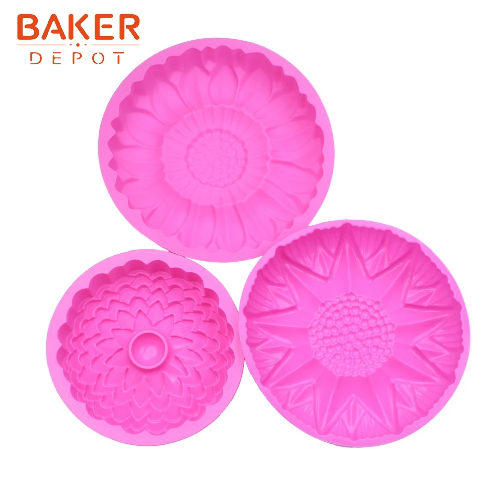 BAKER DEPOT силиконовая форма для выпечки тортов цветов большая торта 3D Подсолнух - Фото №1