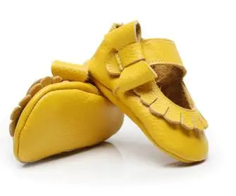 yellow Hongteya горячая Распродажа 17 видов цветов Новые Натуральная кожа Младенческая малышей Мокасины Нескользящие сбоку бантом Мэри Джейн мягкой Moccs обувь - Цвет: yellow
