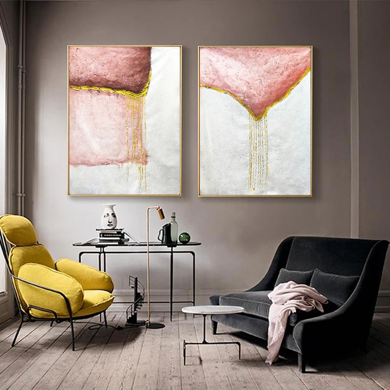 2 шт. абстрактная картина из золота на холсте Настенная для гостиной дома
