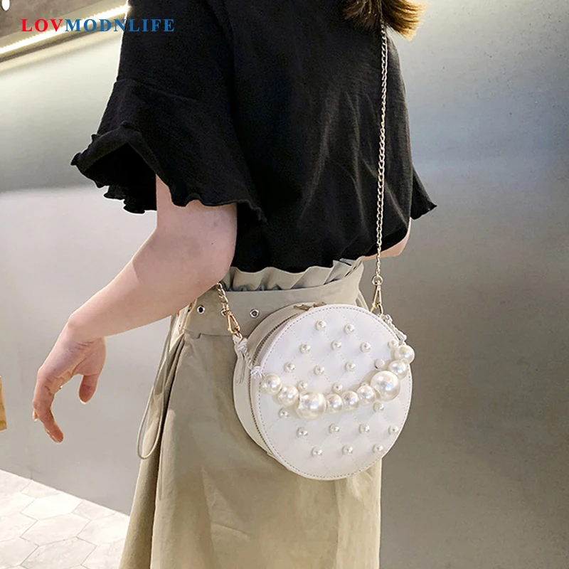 Женские сумки мессенджеры через плечо кожаные круглые маленькие цепочки Женская