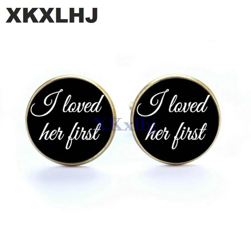 2018 новые бронзовые запонки с зажимом для отца и невесты надписью I Love Her First
