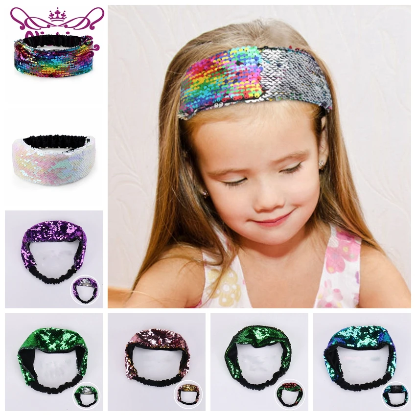 

Nishine Flip Double Sided Sequins Girls Headband Turned Sequined Fish Scale Hair Band Party Birthday Gift Kids Photo Shoot