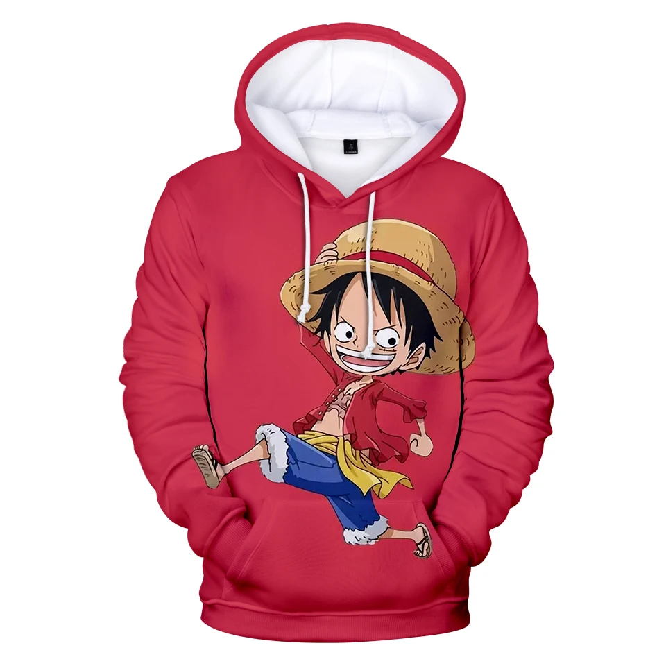 Красный 3D Аниме one piece толстовки Модные мужские и женские с капюшоном длинным