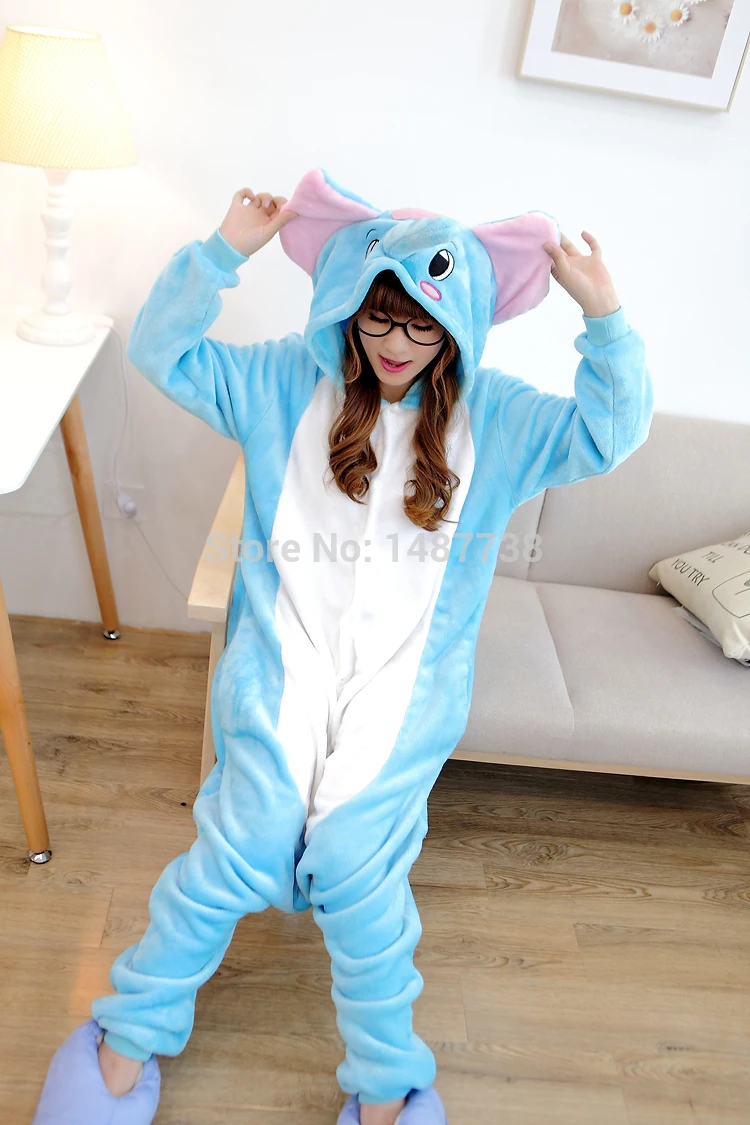 Кигуруми дизайн пижамы для взрослых животных Onesie Милая Фланелевая пижама Слоник