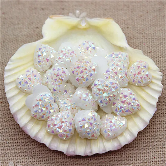 Стразы из смолы с плоской задней стороной 100 шт. 12 мм кабошон милые сердца/цветы