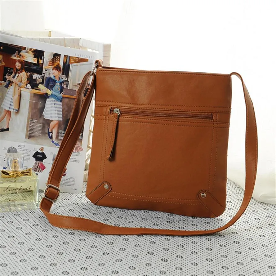 Light Brown MOLAVE сумка женская однотонная сумка для девочек на молнии модная женская кожаная сумка через плечо сумка-мессенджер Jul18PY - Цвет: Light Brown