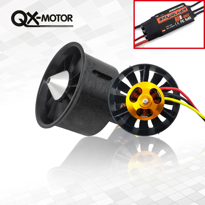 QX MOTOR Набор для дрона 64 мм EDF Set 2822 3800KV бесщеточный двигатель с 12 лезвиями Ducted Fan esc 80A