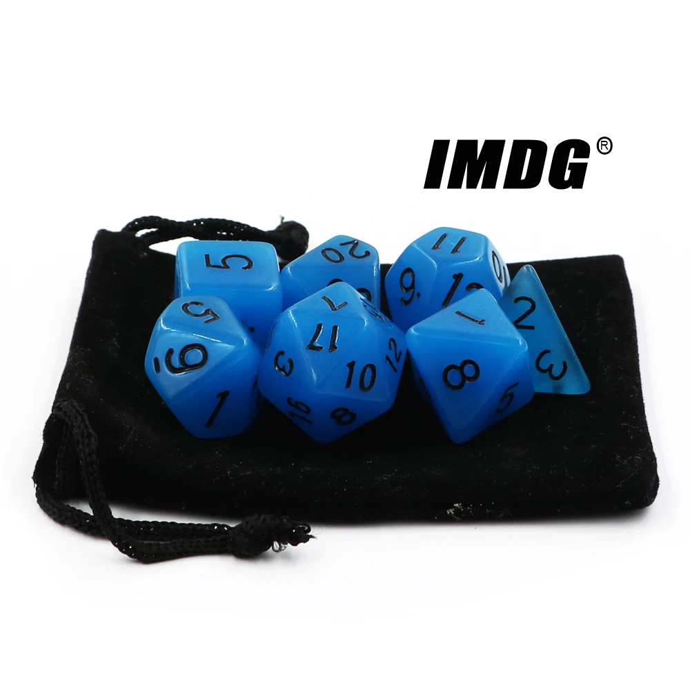 IMDG 7 шт./компл. многогранные RPG игровые кубики Акриловые Кубики DND светящиеся