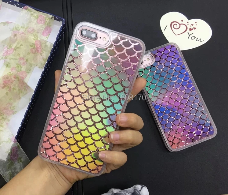 Bling Dynamic Liquid Scale чехол с блестками для iPhone 6 6S 7 Plus I7 I6 I6S Diamond Quicksand Hard PC + TPU сотового