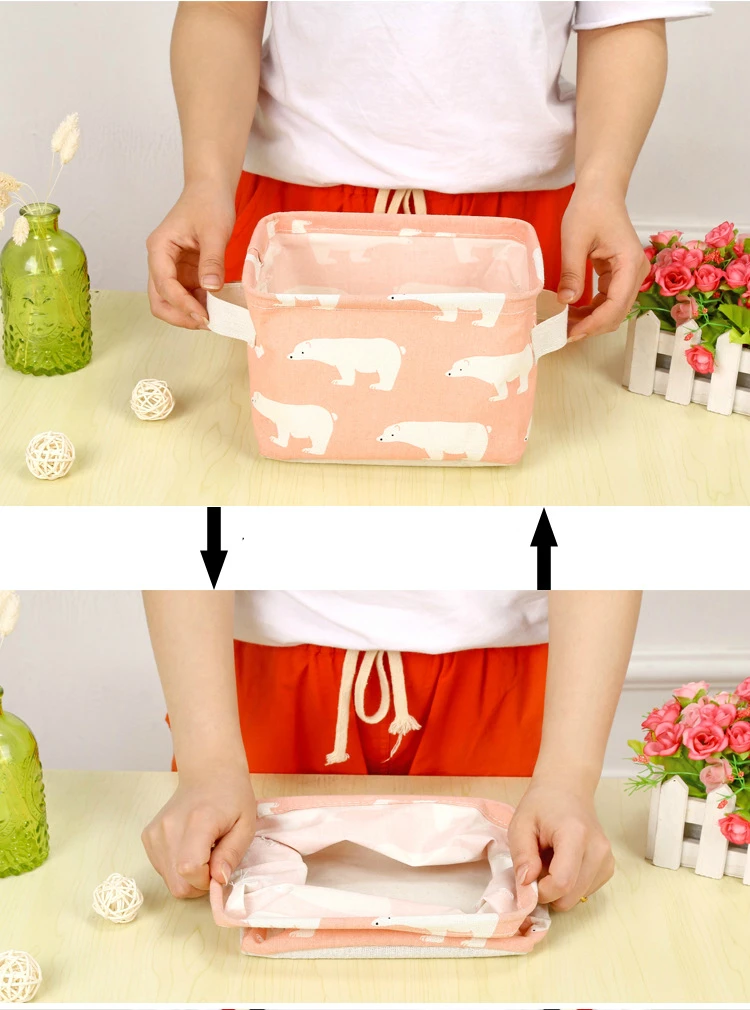 Новая квадратная коробка для хранения из хлопка и льна с животными держатель