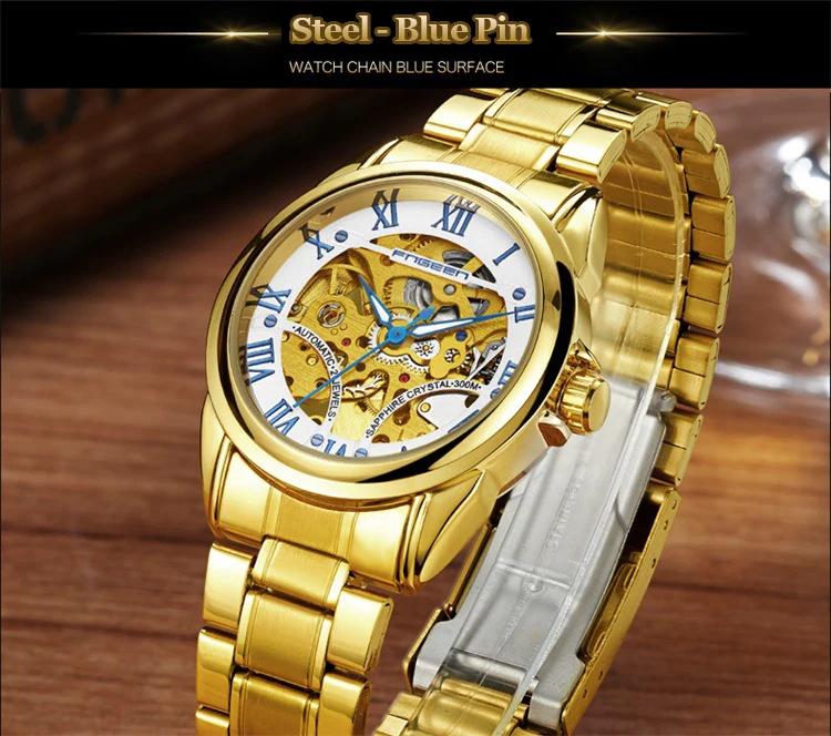 Топ Tourbillon автоматические часы мужские лучший бренд Роскошные мужские наручные часы Скелет Стальные наручные часы синий указатель механические часы