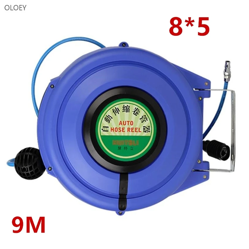 9 м автоматическая выдвижная катушка Телескопический барабан шланг PU8 * 5 OD 8 мм ID