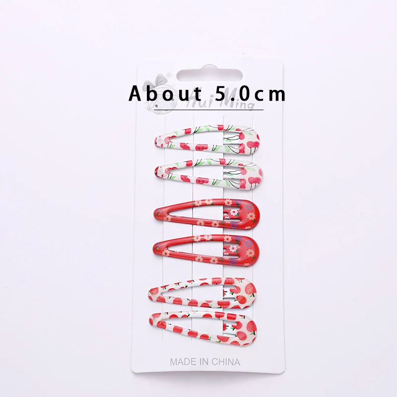 6 шт./компл. новые женские заколки для волос с милым принтом в виде цветов и вишни