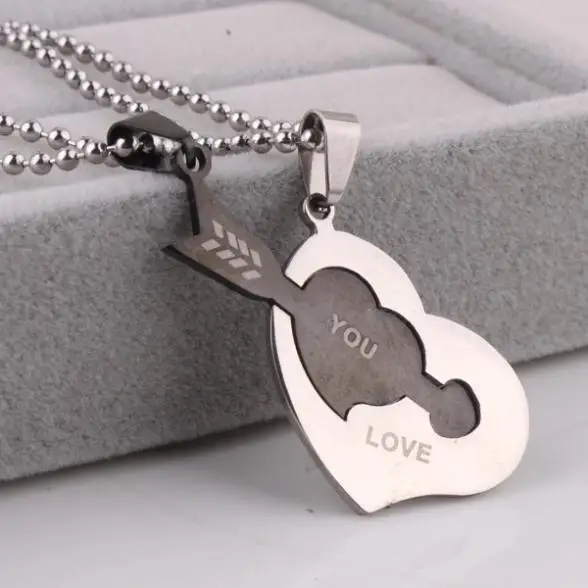 Влюбленные сердце стрелы love you кулон бусины для ожерелья цепочка мужчин женщин 316L