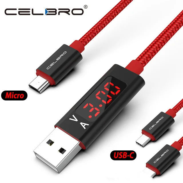 USB кабель Type C со светодиодным цифровым дисплеем быстрой зарядки 3 0 с 8 контактами