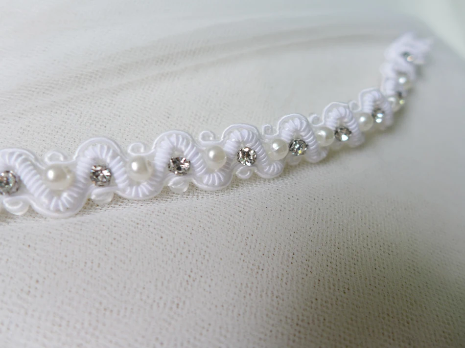 3 Yards White Beaded Trim With Rhinestone Crystal Pearl Lace For Wedding Cake Home Decor Bridal Belt Sewing Patchwork | Дом и сад
