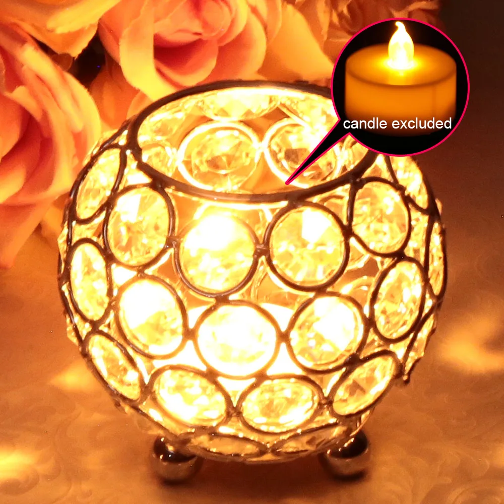 Crystal Candle Holders Bowl Tealight Candlestick Stand Wedding Party Coffee Candy Bar Table Centerpieces Holiday Home Decoration | Дом и сад