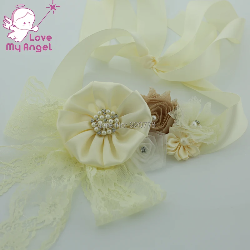 2 шт. винтажный пояс цвета слоновой кости с цветочным узором подходящий кружевной