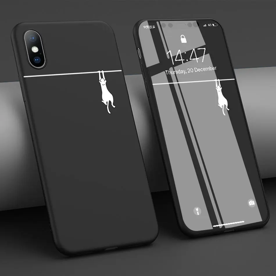 Lovebay мягкие черные чехлы для телефонов с котом для Iphone 6, 6 S, 7, 8 Plus, XS Max, XR, X, ультра-тонкий силиконовый чехол с милым рисунком