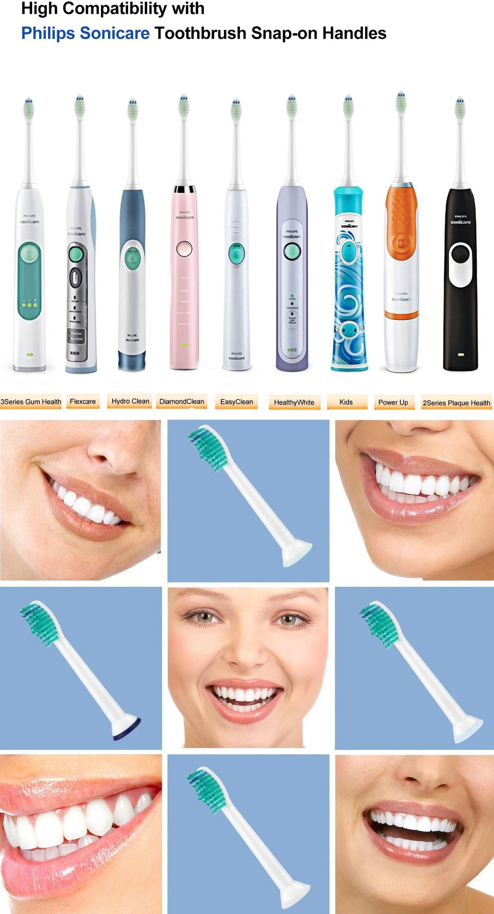 4 шт Сменные головки для электрической зубной щетки для Philips Sonicare HX6014 DiamondClean FlexCare proresyota HX6064 HX6930 HX9340
