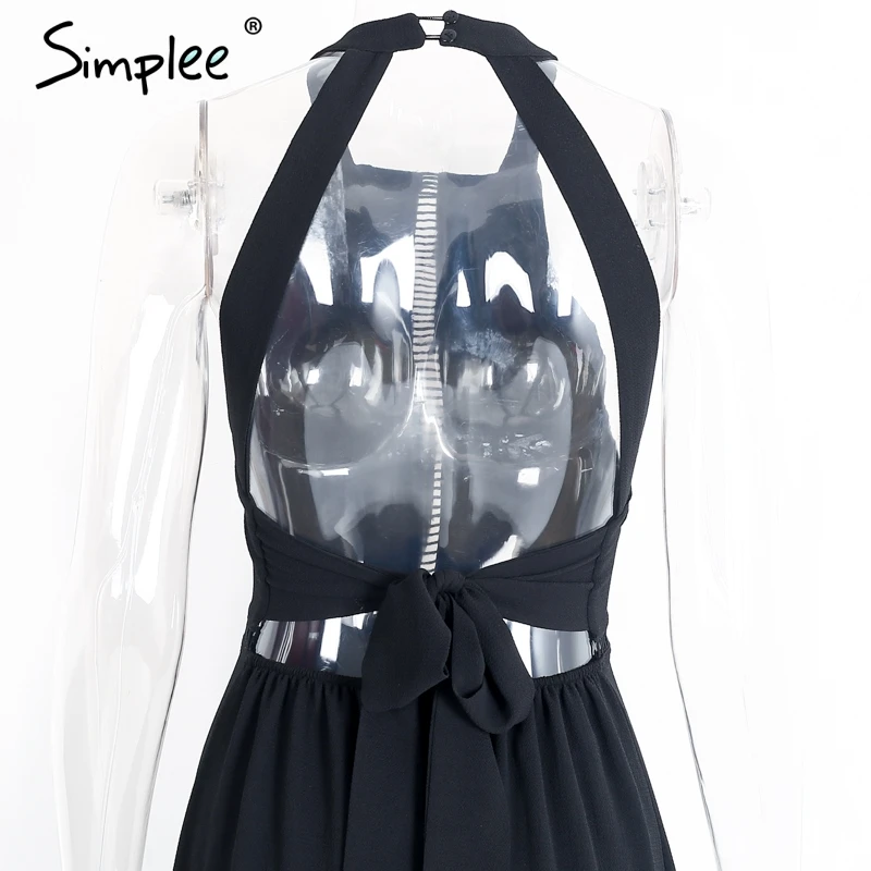 Женское летнее шифоновое длинное платье Simplee с вышивкой сексуальное лямкой через