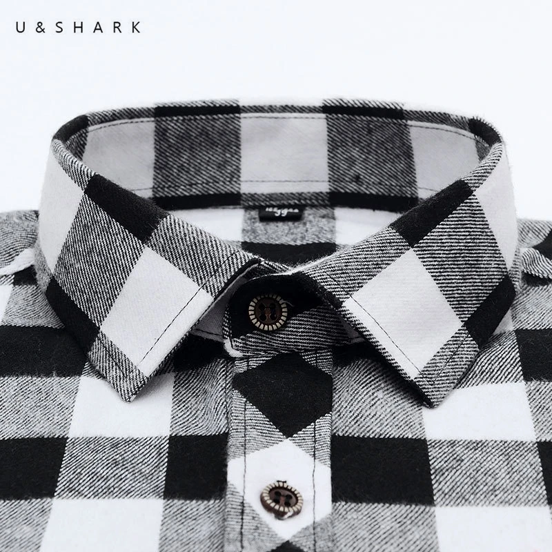 Мужская Фланелевая рубашка U & SHARK Повседневная из мягкого хлопка с длинным