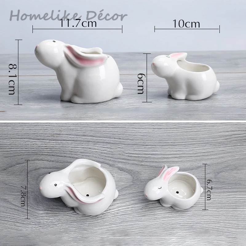 Набор из 2 предметов керамический цветочный горшок в форме кролика мини кролик