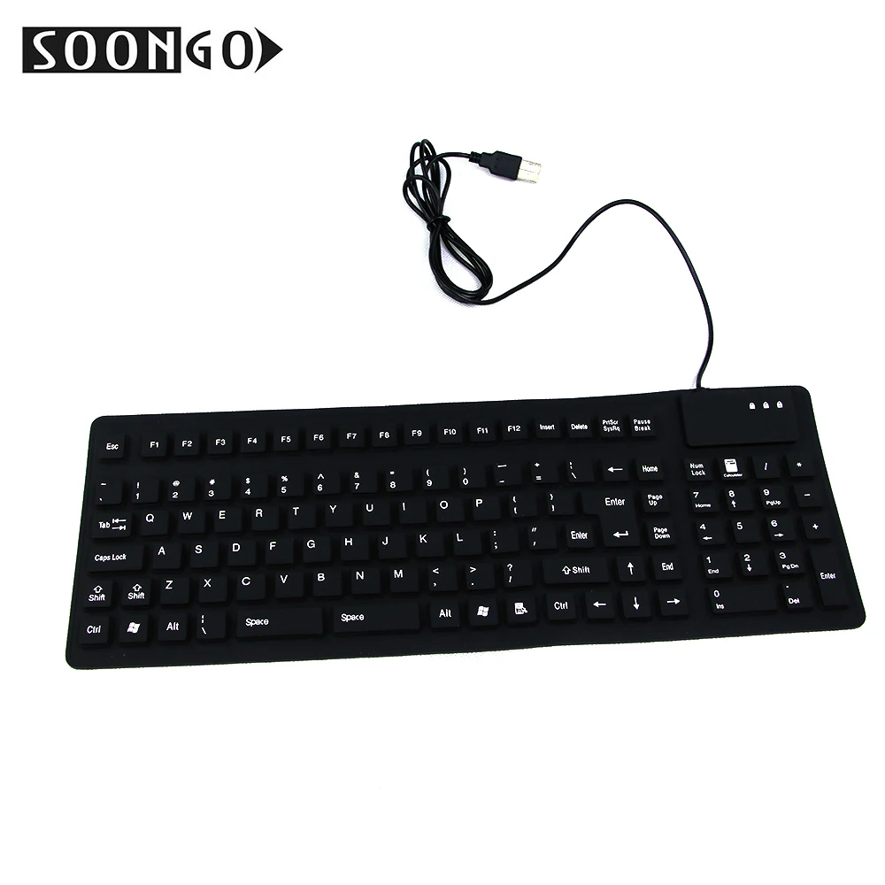 Проводная силиконовая клавиатура USB гибкая тонкая складная клавиатура Teclado Clavier Gamer Мини ПК планшет ноутбук портативный