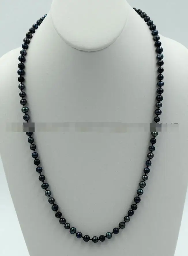 

Hot selling free shipping*******24" 5-6mm Genuine Natural Peacock Black Freshwater Cultured Pearl Necklace