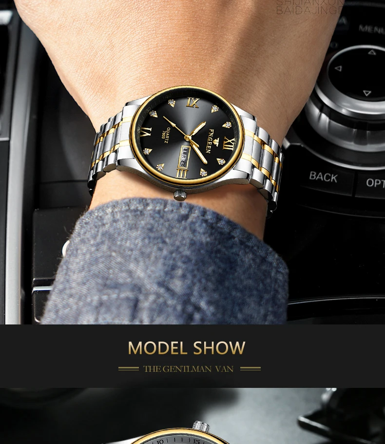 Reloj Hombre, роскошные Брендовые Часы для мужчин, нержавеющая сталь, алмаз, мужские кварцевые часы, аналоговый дисплей, дата, неделя, наручные часы
