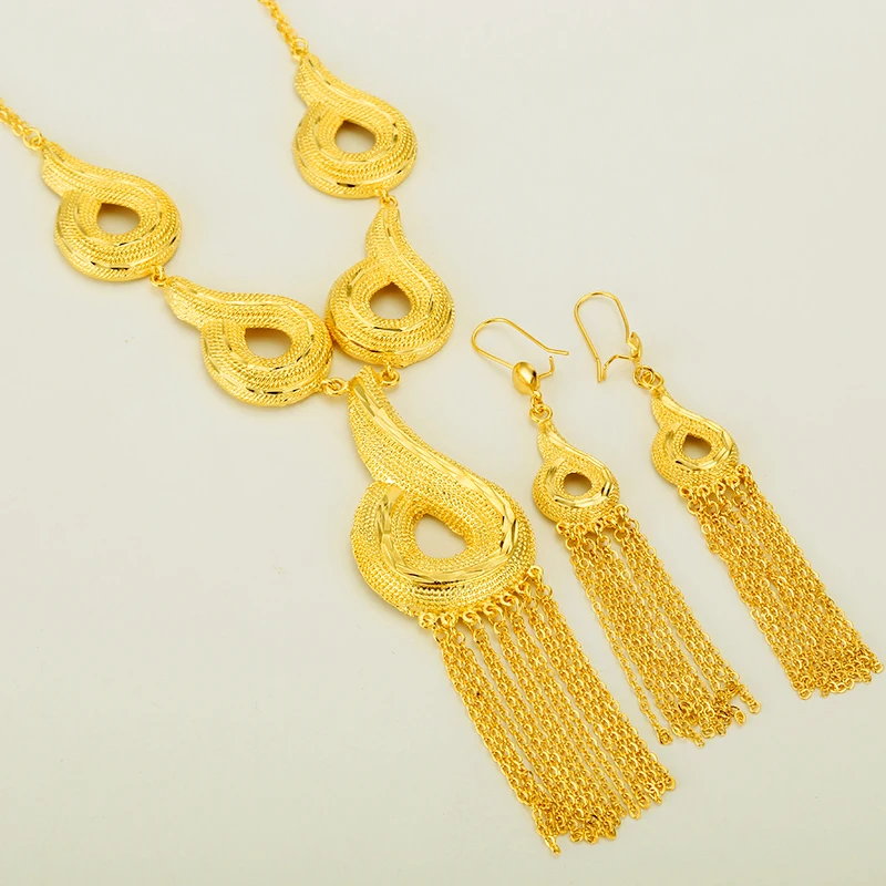 Набор эфиопских ювелирных украшений золотого цвета наборы для