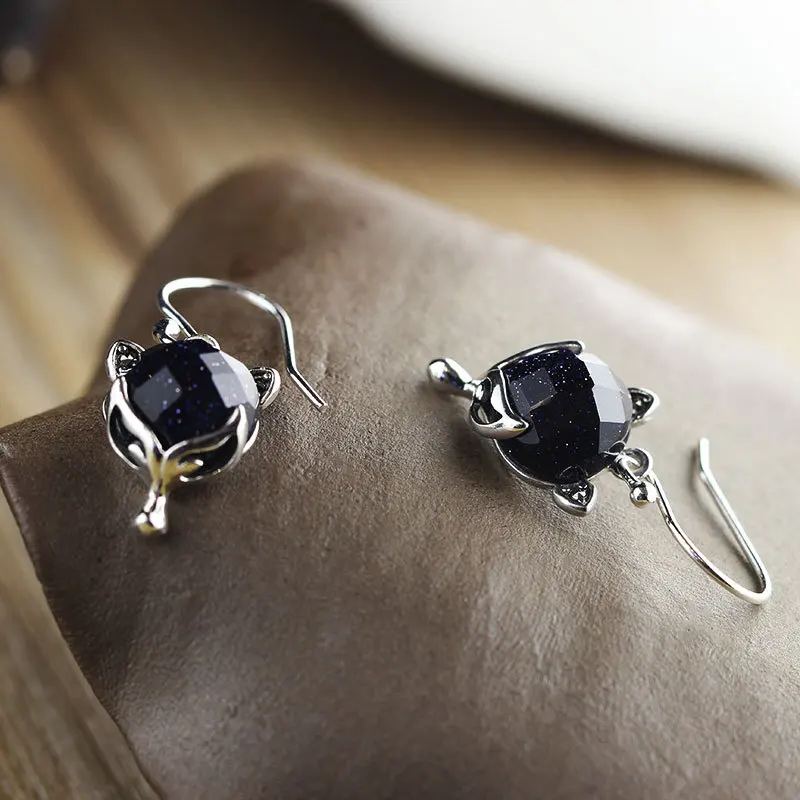 Серьги-подвески из серебра 925 пробы с натуральным камнем | Украшения и аксессуары
