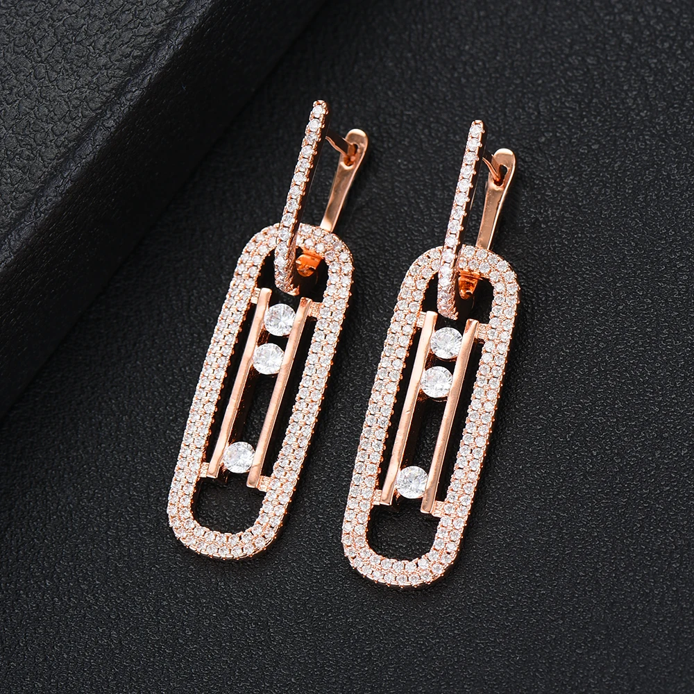 GODKI Luxury Hollow Geometry Long Dangle Earrings for Women Wedding Full Micro CZ Cubic Zircon Dubai Indian Bohemia Hot | Украшения и