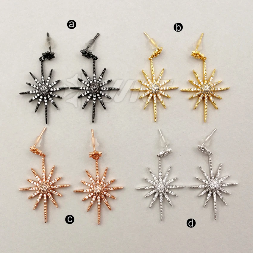 WKT ME008 Fashion Sun Sunflower Earrings Cubic Zircon Micro Pave Glittering CZ For Women Jewelry Wholesale | Украшения и