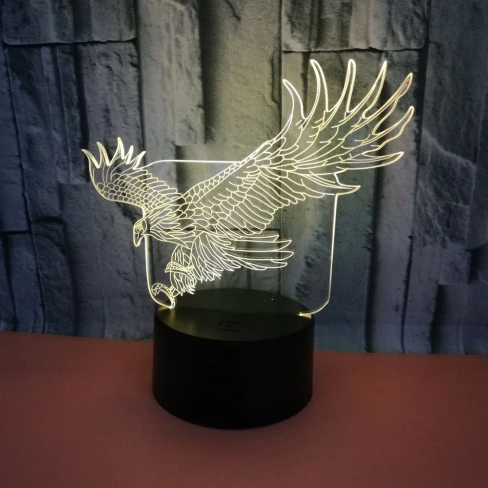 3D LED Орел ночник в форме животного USB прикроватная Спальня настольная лампа