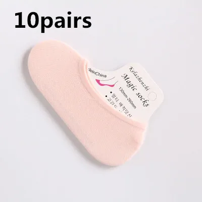 shallow pink 10 пар/лот Детские невидимые короткие носки-башмачки с закрытым носком Нескользящие силиконовые карамельные цвета черные бежевые носки для детей Новинка - Цвет: shallow pink