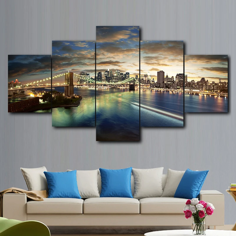 Городской пейзаж стены Книги по искусству украшение дома Гостиная рамки Холст