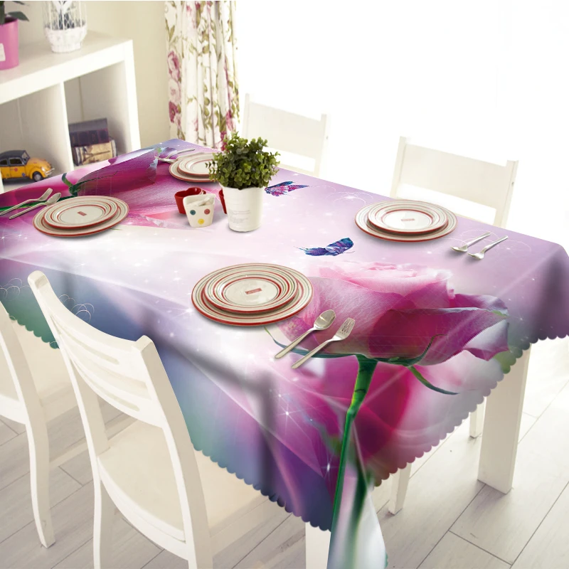

3D Tablecloth Pink Lotus Pattern Dust Cloth Thick Rectangular Outdoor Wedding Banquet Decoration Table Cloth Furniture Supplies