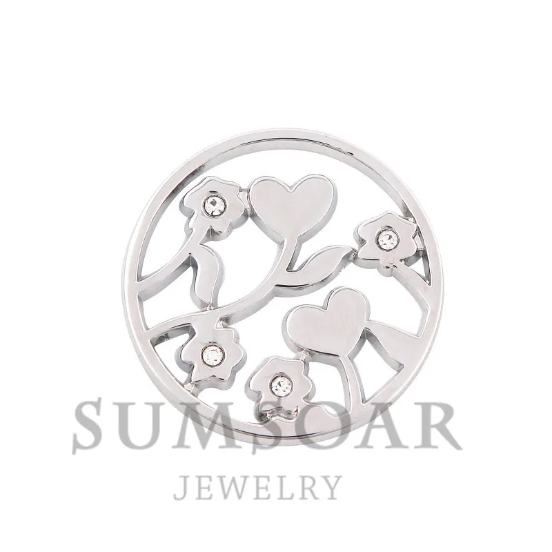 5pcs/lot Somsoar Jewelry 33MM Chaotic Love Flower Heart Coin Disc Fit For 35MM Holder Muthouder Frame Pendant | Украшения и