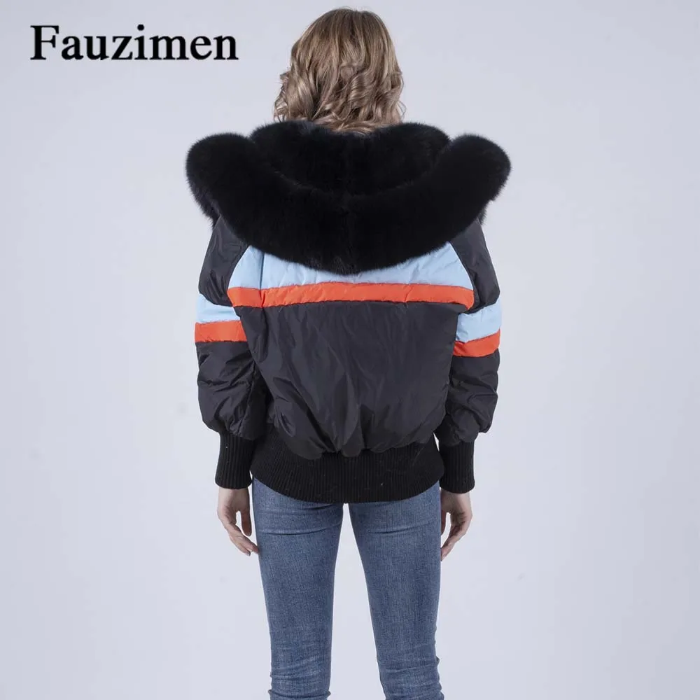 Кнопка Тип одежда натуральным лисьим Мех животных большой воротник мужские