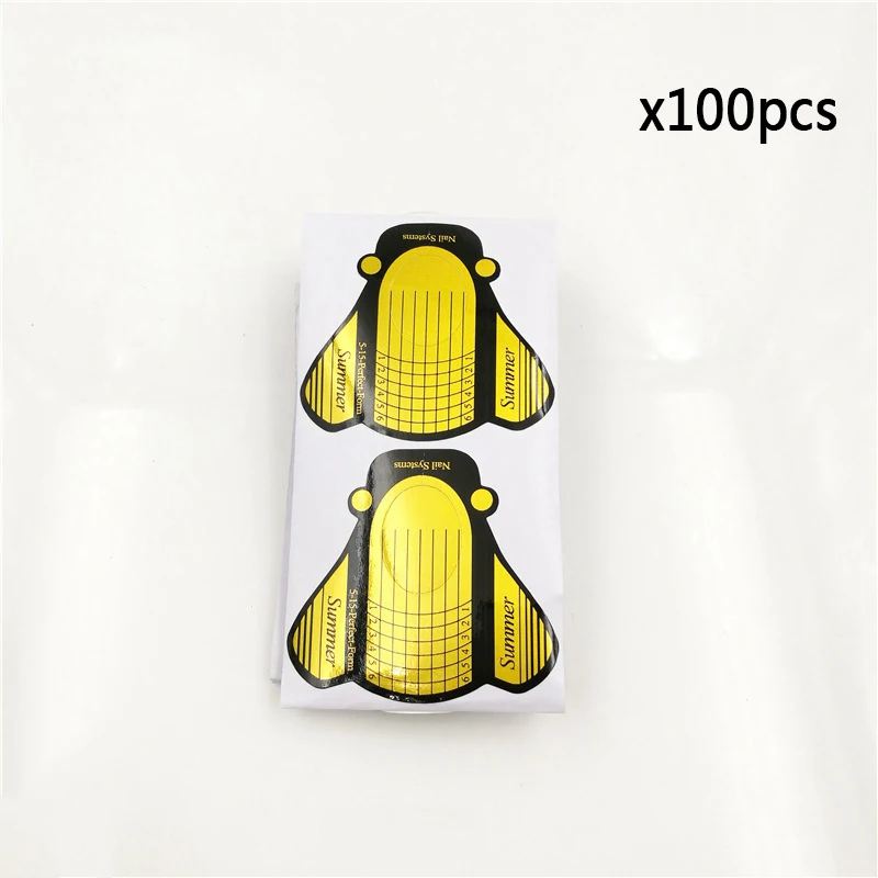 100pcsM23405 MEET ACROSS100pc акриловые формы для ногтей, кривой лак, гель, французский стильный наконечник, наклейка для наращивания ногтей, лоток для бумаги, направляющая Форма для ногтей - Цвет: 100pcsM23405