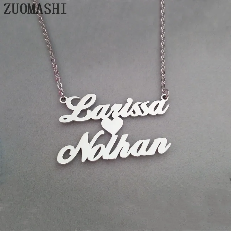 Ожерелье с двумя именами на заказ ожерелье 2 любовным сердцем чокеры именем