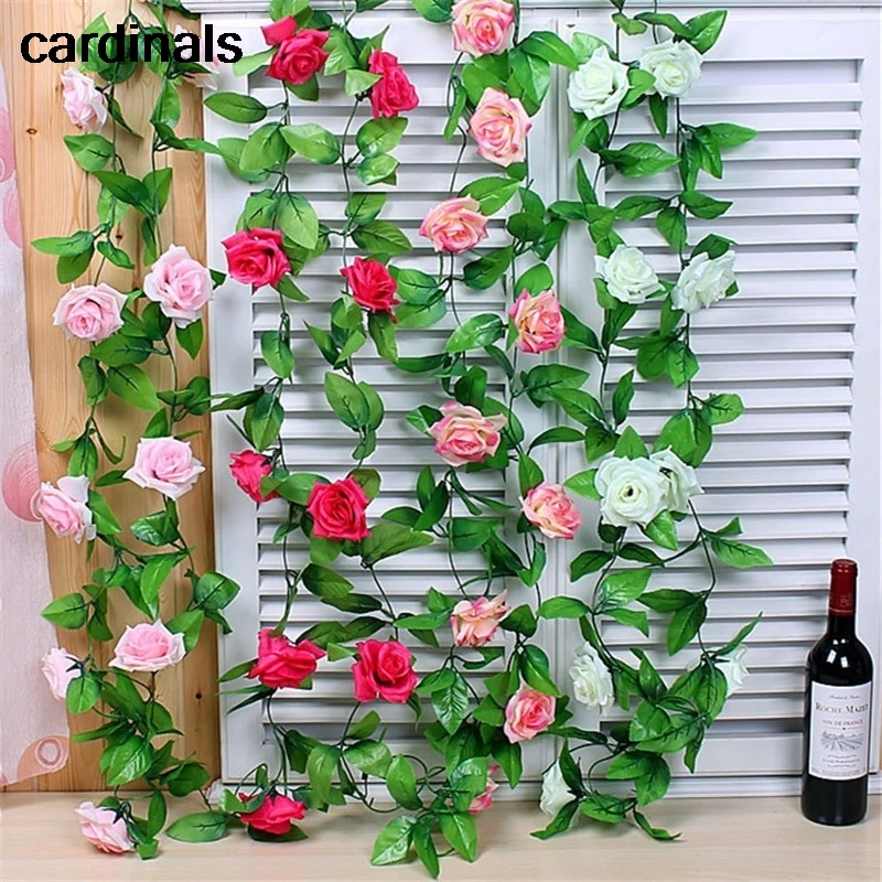 250 см пластиковые искусственные цветы розы шелковые лоза для кондиционера