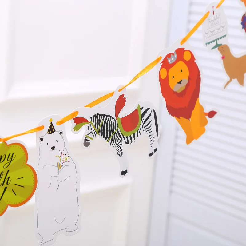 Декорации для детского дня рождения в виде животных джунглях|Флажки вымпелы и